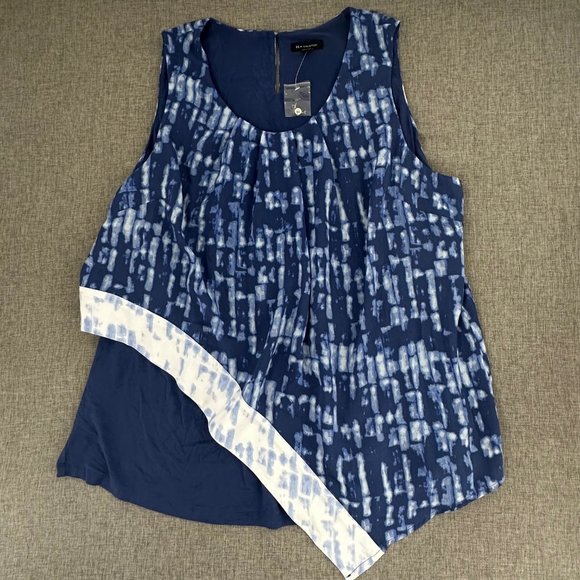 H by Halston Tops - H By Halston Sleeveless Blouse Blue Layered Tie Dye 22W Brand New Polyester Rayo